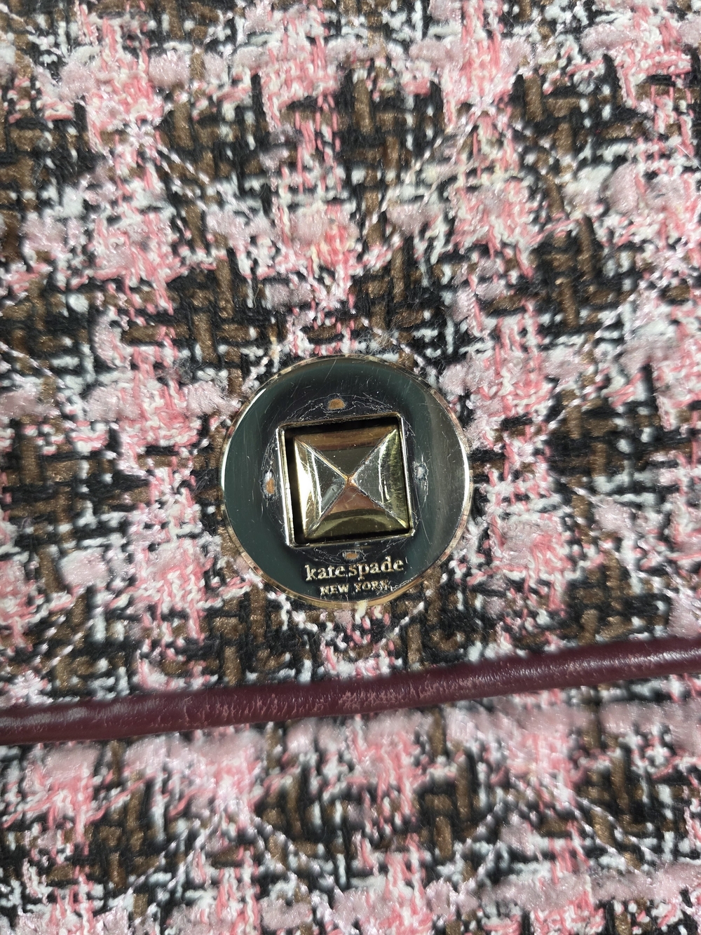 EUC Kate Spade Pink Tweed Chain Shoulder Bag - Picture 4 of 10